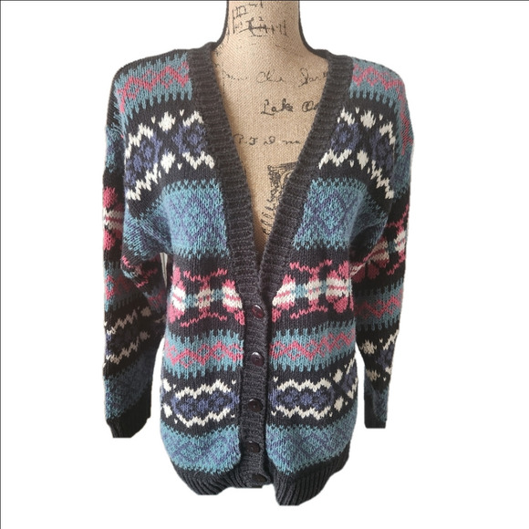 Med Woods & Gray Button Sweater - Picture 2 of 10